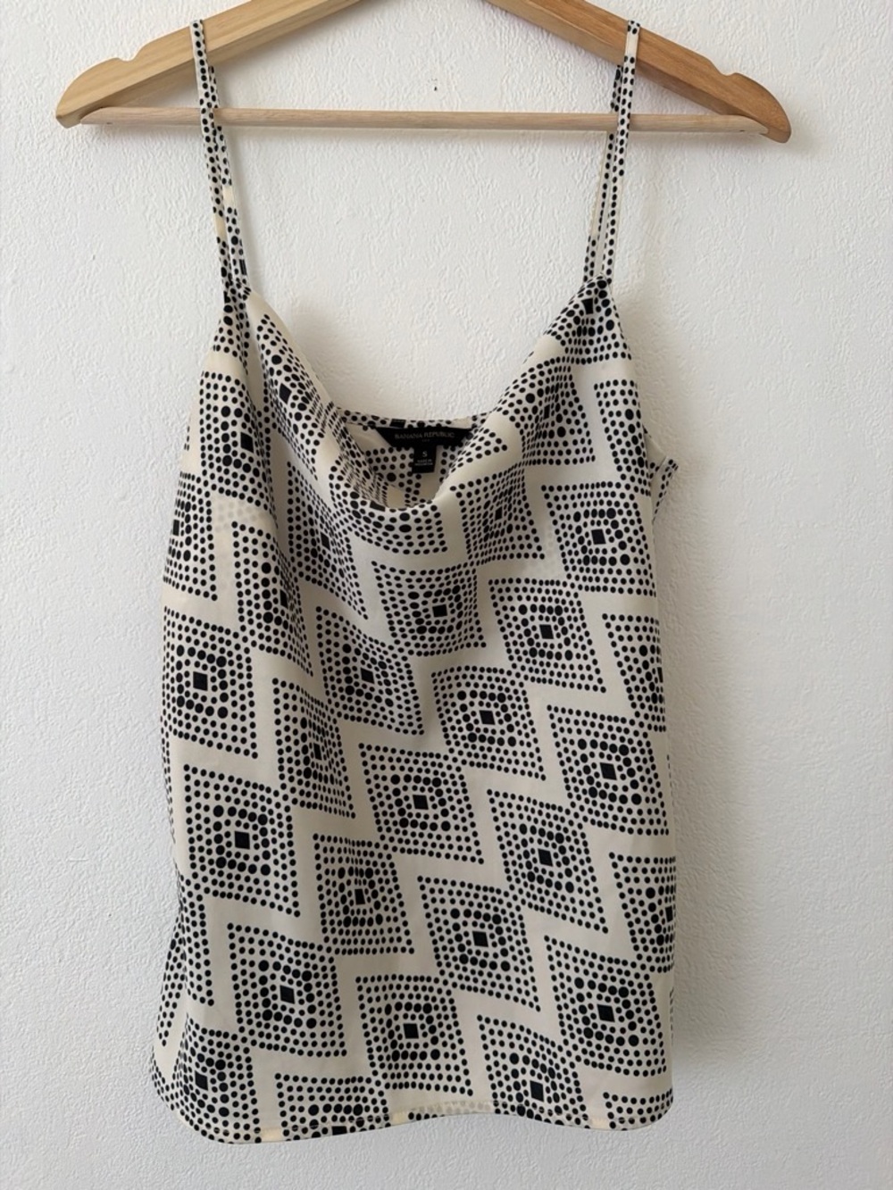 Banana Republic Black and Cream Geometric Cowl Cami